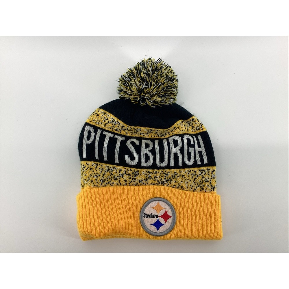 Pittsburgh Steelers Speckled Beanie NFL Winter Hat Cap With Pom Pom